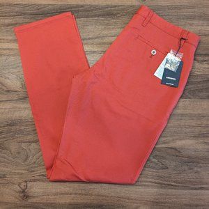 NWT Cortefiel Corduroy Pants Men 33x32 Red Slim Fit Chinos Lightweight Trousers